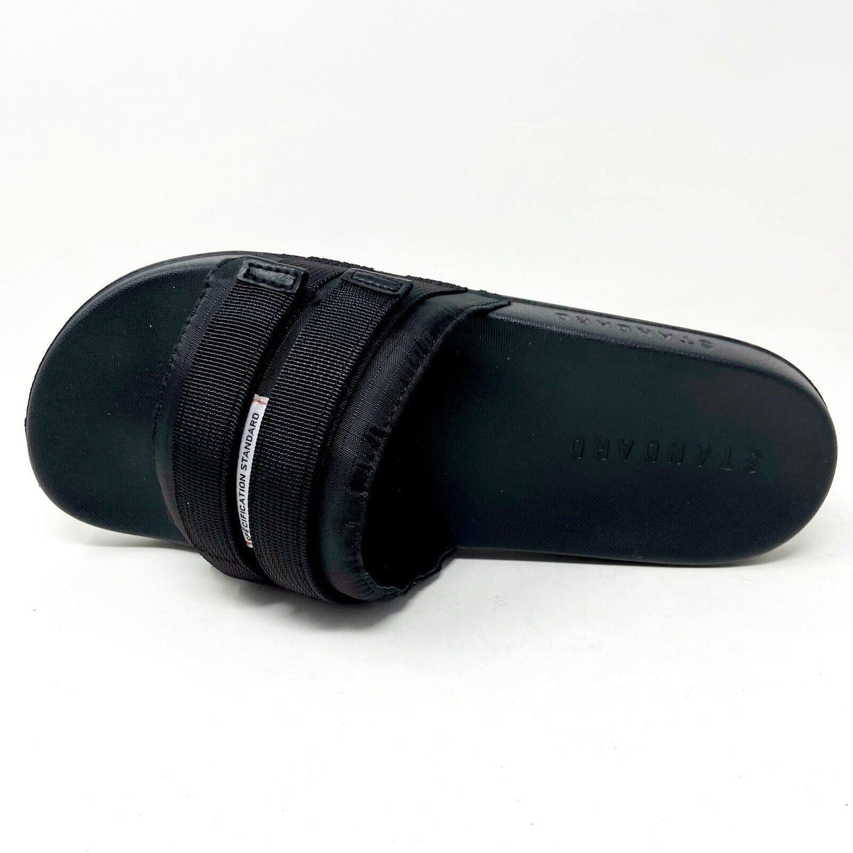 STNDRD Standard Los Angeles Monaco Double Strap Black Womens Slide Sandals