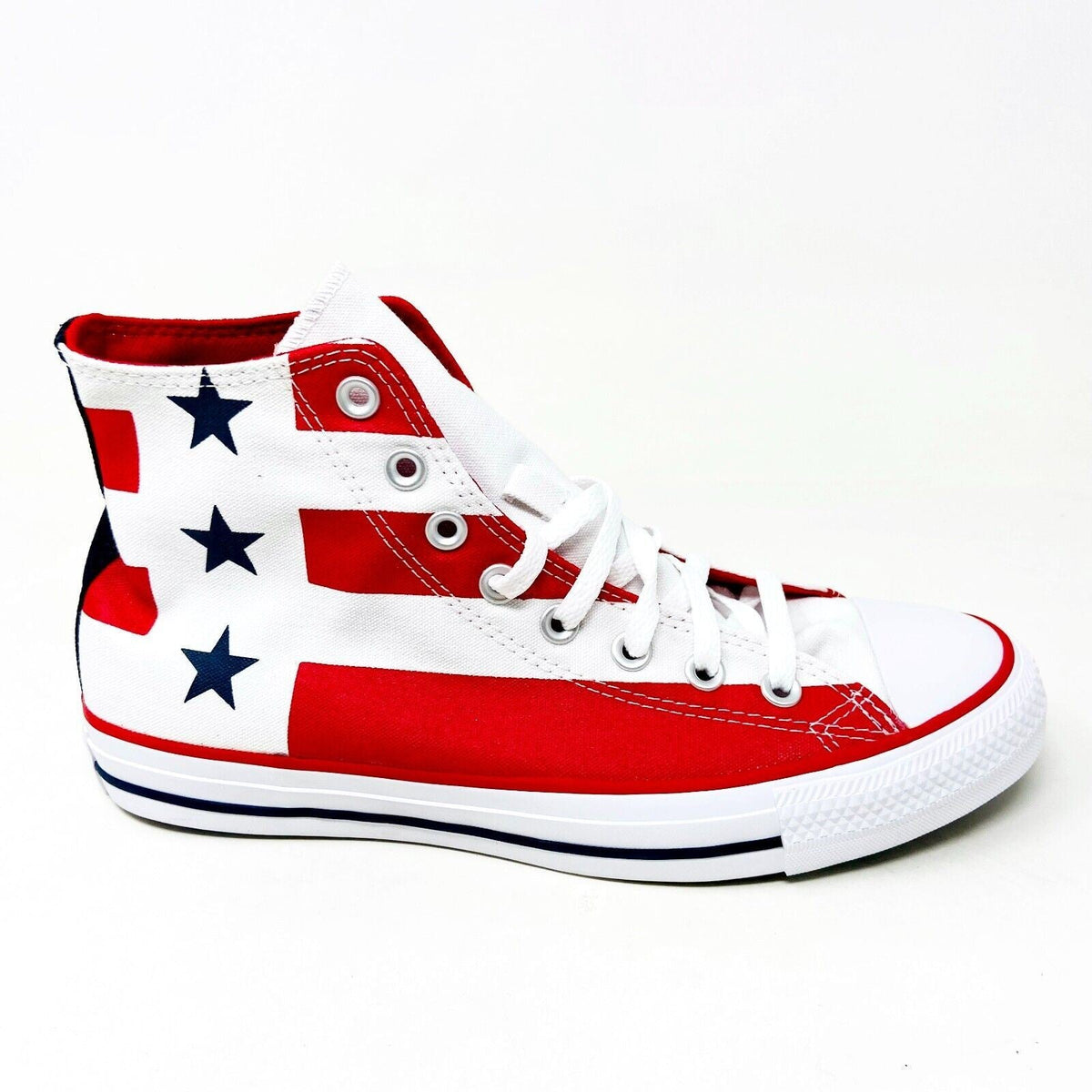 Converse CTAS Hi White Red White Blue Mens July 4th Star Stripes Shoes 167836F