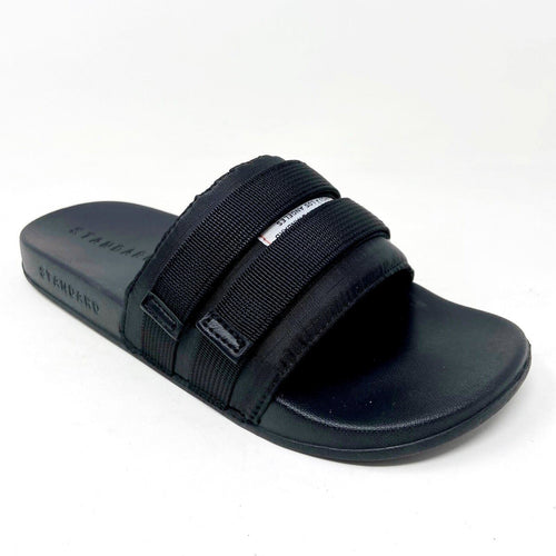 STNDRD Standard Los Angeles Monaco Double Strap Black Womens Slide Sandals
