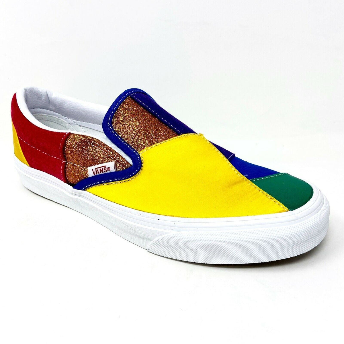 Vans Classic Slip On (Pride) Patchwork True White LGBTQ Womens Casual Shoes