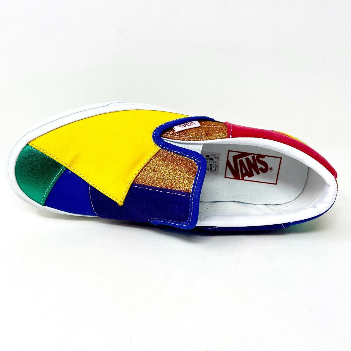 Vans Classic Slip On (Pride) Patchwork True White LGBTQ Womens Casual Shoes